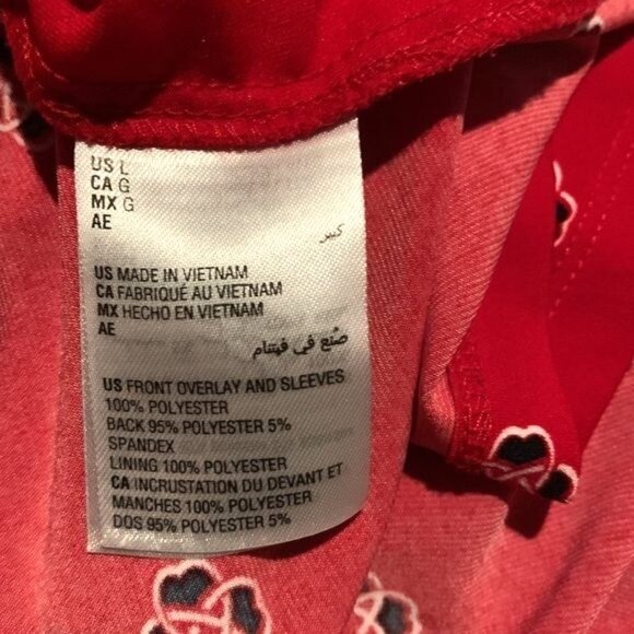 Charter Club Red Floral Print Split-Neck Top With 3/4 Sleeves Womens L Polyester - Picture 5 of 9